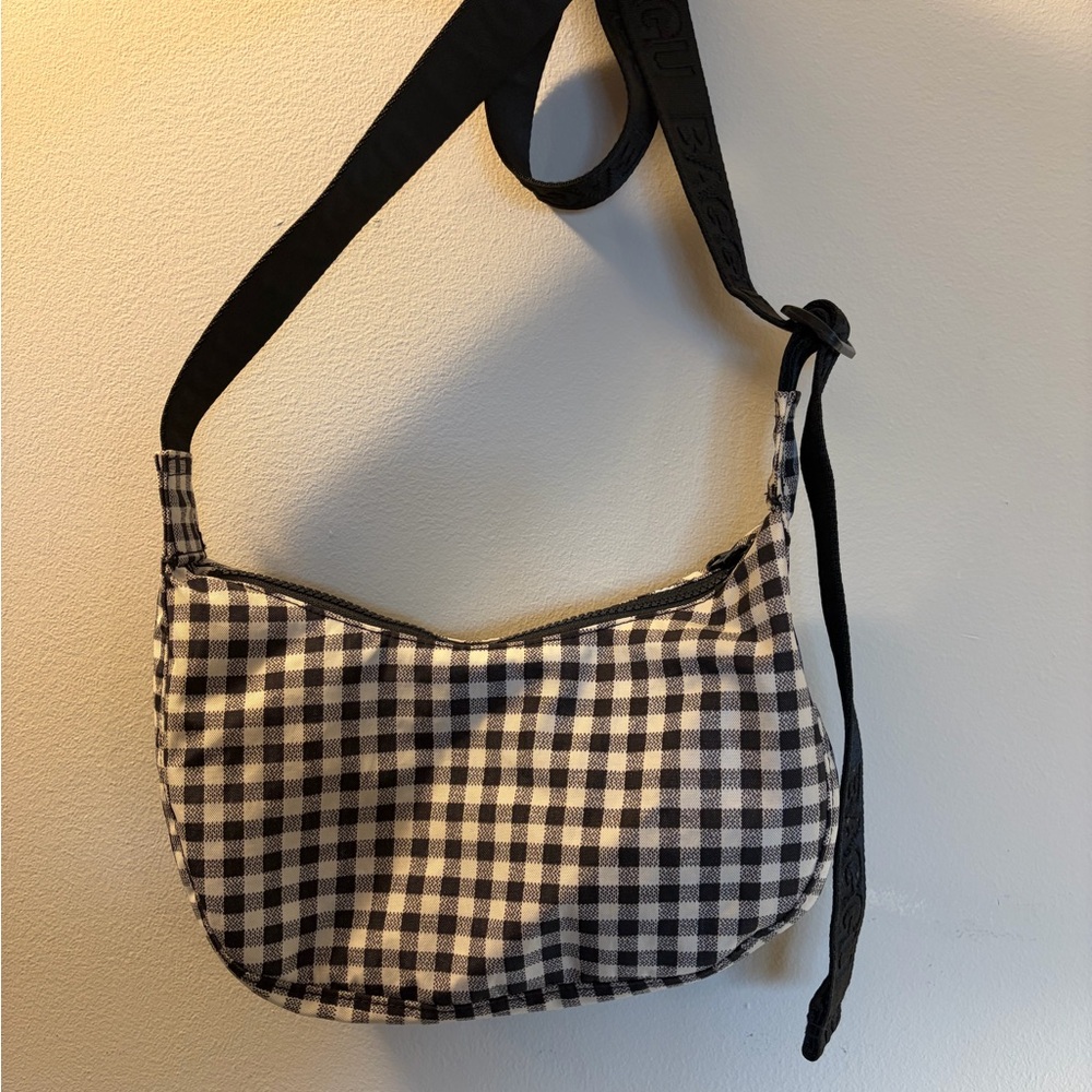 Baggu small crescent black & white gingham